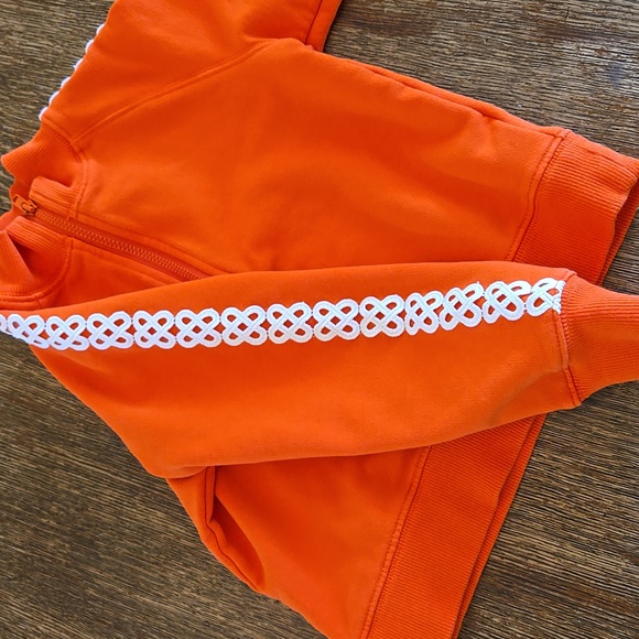 Janie & Jack Orange Sweatshirt With White Lace Detail On Sleeves, Girls Size 3 - Picture 7 of 9